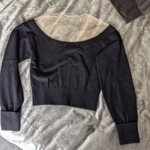 ALEXANDER WANG | Black Cardigan with Sheer Yoke - Picture 5 of 6